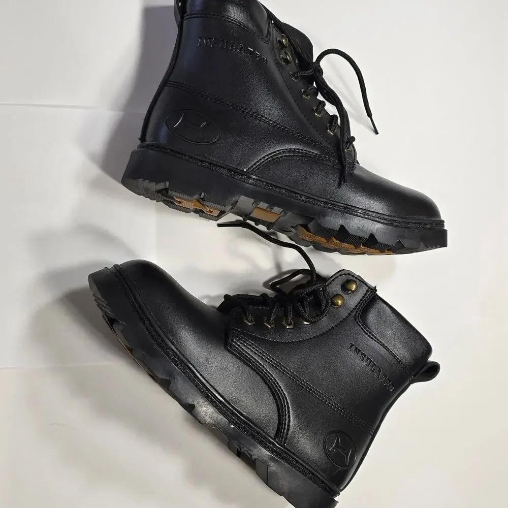 Himalayans Black Leather Boots Mens Size 7.5 Insulated Winter Combat Lace Rugged